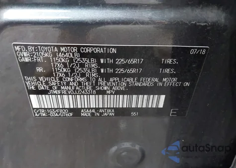 2018 Toyota Rav4 Le from USA, damaged, VIN JTMBFREV0JJ243318